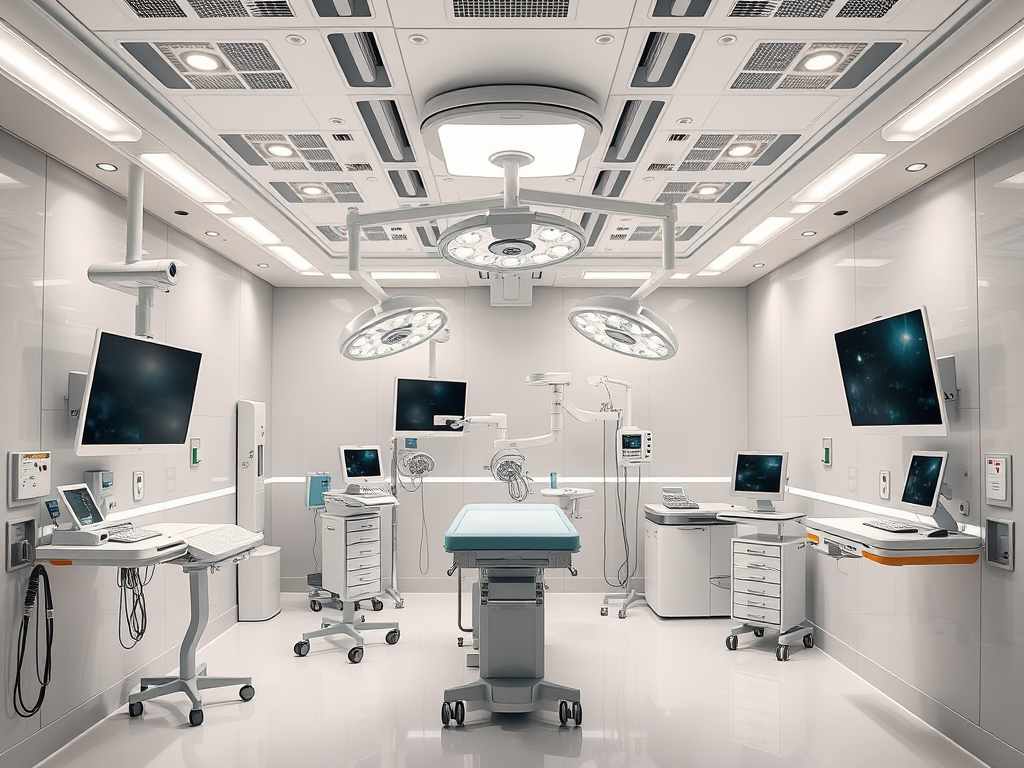 Modular operating theatre dengan tampilan view dari berbagai sisi