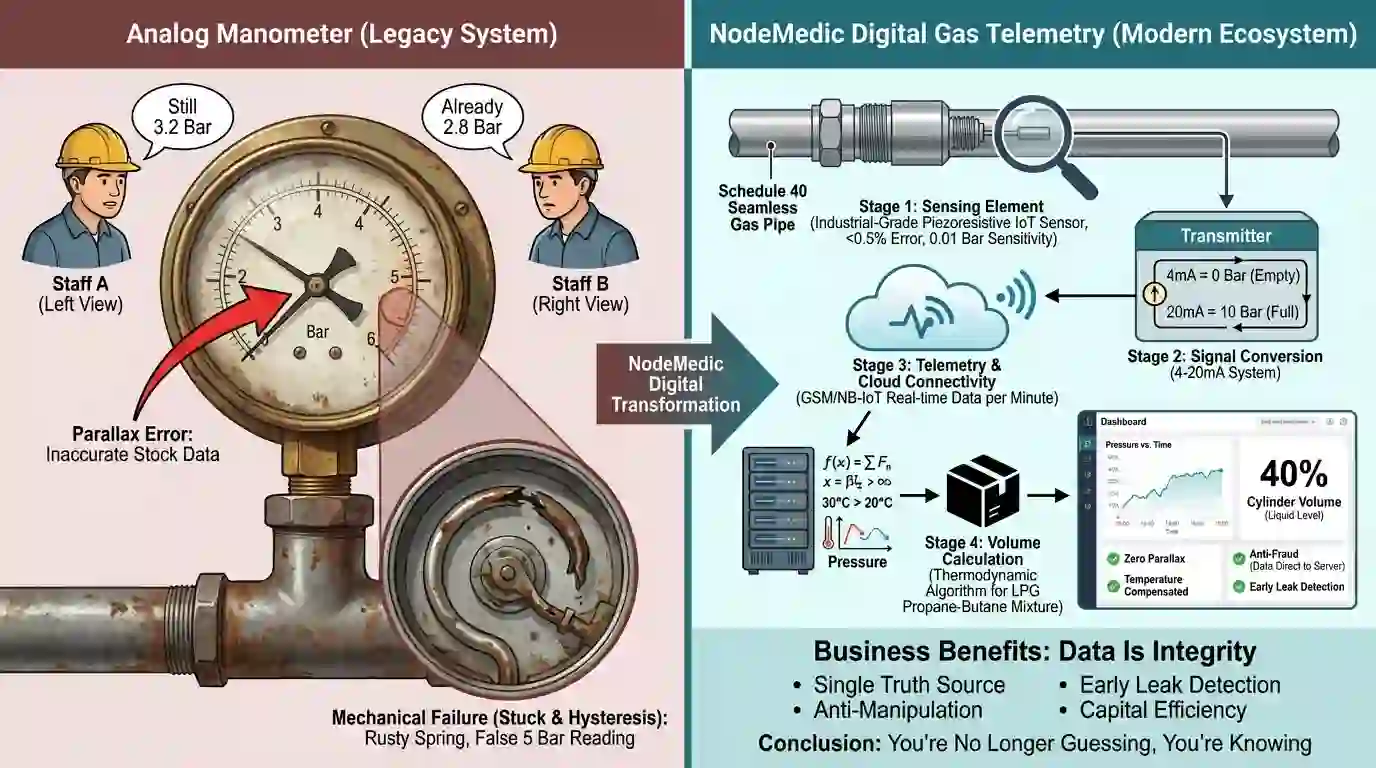 Visualisasi perbandingan cara kerja dan hasil dari telemetri digital dan analog