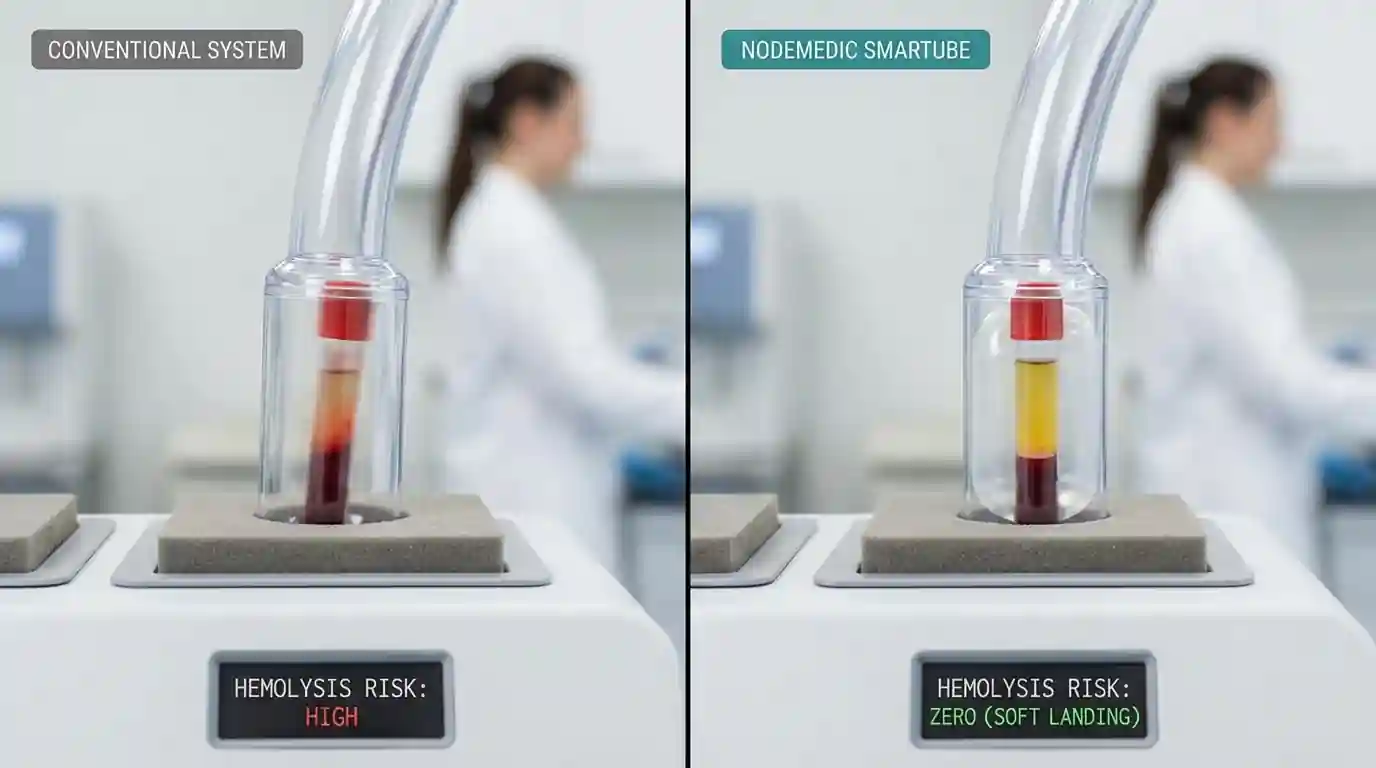perbedaan pengiriman sample dengan nodemedic smartube