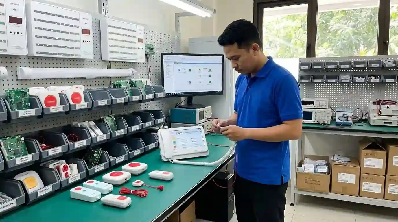 proses perbaikan nurse call nodemedic