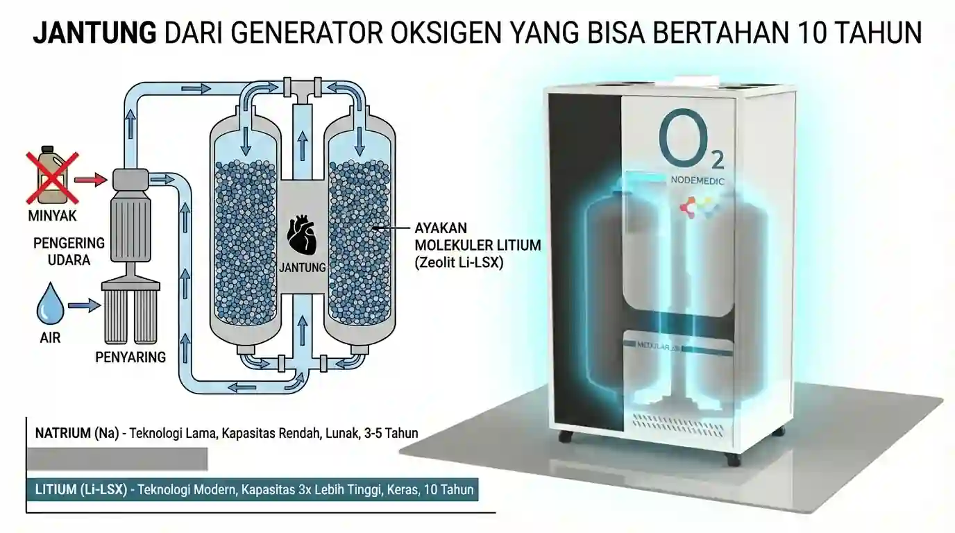 fungsi Molecular Sieve Lithium yang bisa membuat generator oksigen awet sampai 10 tahun lamannya